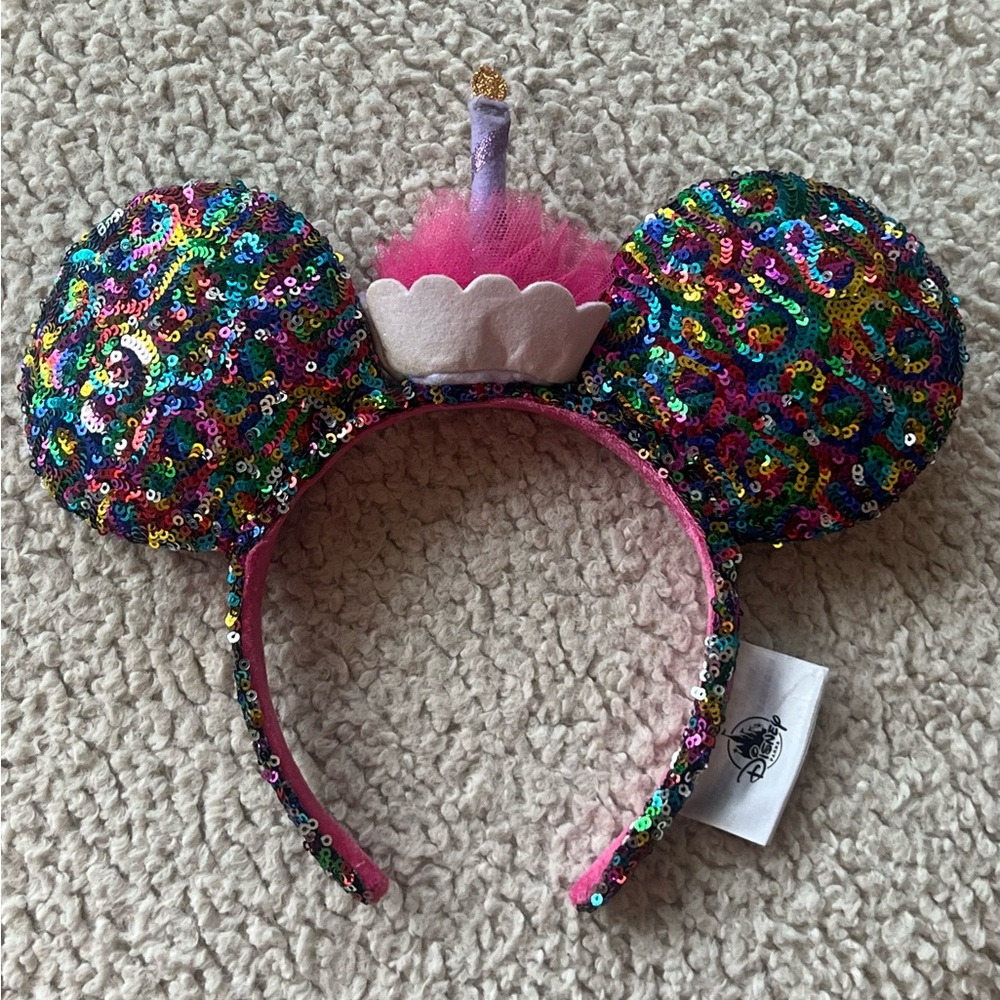 Disney Birthday cake Colorful Sequin Ears Headband
